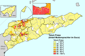 Tetum prasan levinneisyys vuonna 2010.