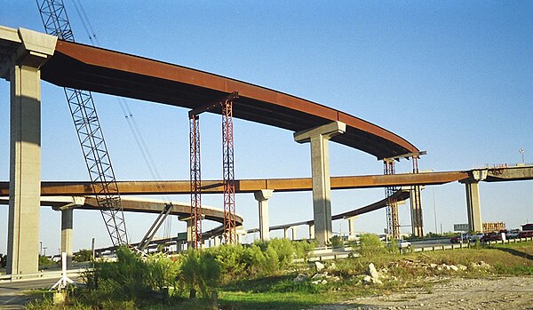 State Highway 45 interchange with Interstate 35 under construction.