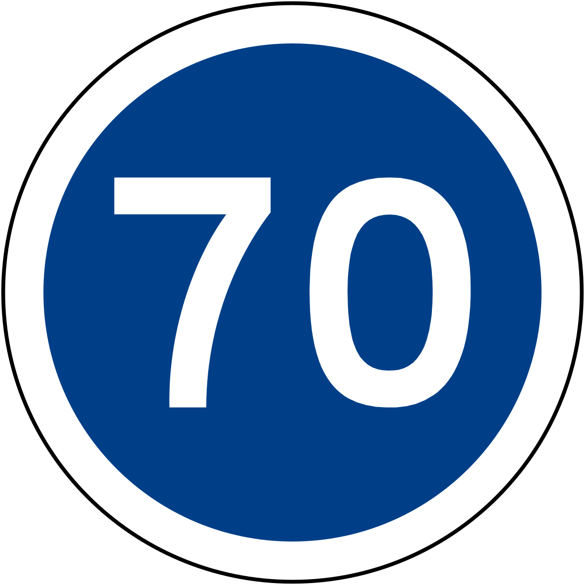 Знак ограничение минимальной скорости. Дорожный знак Рекомендуемая скорость 70. Знаки ограничения скорости на синем фоне. Ограничение минимальной скорости 70.