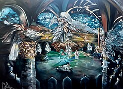 The Throne In Heaven 2021 Davin Arries b 1999 Oil on canvas Revelation Chapter 4 verse 1 to 11.jpg