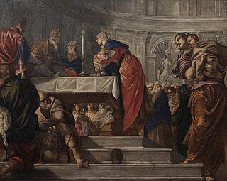 <i>Presentation at the Temple</i> (Tintoretto, Gallerie dellAccademia) Painting by Jacopo Tintoretto