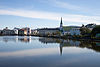 Lake Tjörnin, with the city hall, is in the centre of Reykjavík