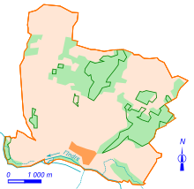 Mapa kolorowa przedstawiająca ewolucję zalesień na danym terytorium w dwóch różnych okresach.