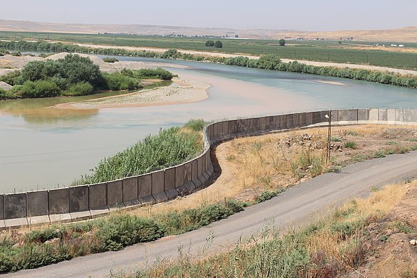 A section of the border wall built by Turkey