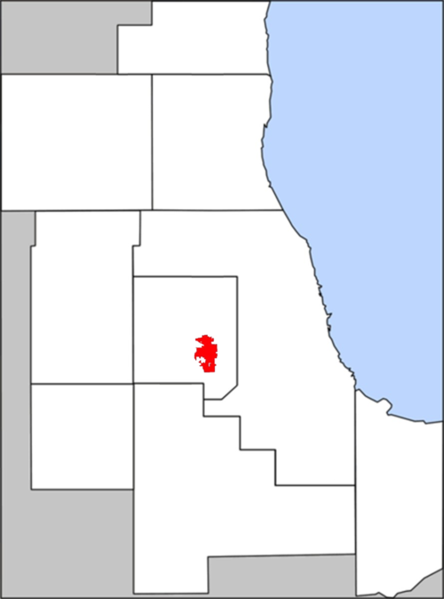 Map of the village's boundaries within DuPage County