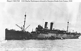 Ayakta duran USS Martha Washington'un açıklayıcı görüntüsü