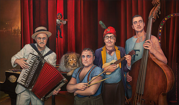 Painting Ulrich Tukur and the Rhythm Boys by Manfred W. Juergens