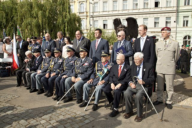 Soames with former Czechoslovak RAF members in Prague, Czech Republic, June 2014