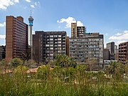 View of Hillbrow skyline with Hillbrow Tower (background), Johannesburg, South Africa.