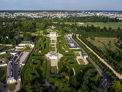 Aerial view of the Petit Trianon and its gardens