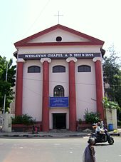 The CSI English Wesley Church in Chennai is one of the oldest Methodist chapels in India. Wesleyan Church, Broadway.JPG