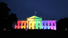 The White House lit with rainbow colors in celebration of the legalization of gay marriage in 2015 White house Rainbow 20150626.png