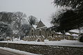 Whitwell Church, seen from Ventnor Road, Whitwell, Isle of Wight, shortly after heavy snowfall on the island during the night.