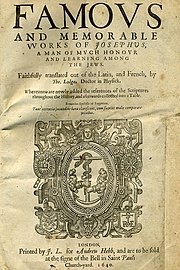 A 1640 edition of the Works of Josephus WorksJosephus1640TP.jpg