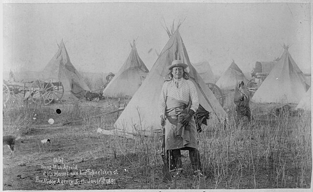 January 17, 1891: Young Man Afraid of His Horses at camp of Oglala band of Lakota at Pine Ridge, South Dakota, 3 weeks after the Wounded Knee Massacre