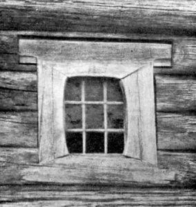 Косящатое окно с заплечниками и скруглёнными углами. XVII в.