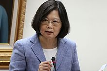 Taiwanese president Tsai Ing-wen, whose office released a statement expressing Taiwan's "deep regret" over the jail sentences Tai Wan Min Jin Dang Zong Tong Hou Xuan Ren Cai Ying Wen .jpg