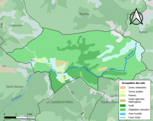 Kolorowa mapa przedstawiająca użytkowanie gruntów.