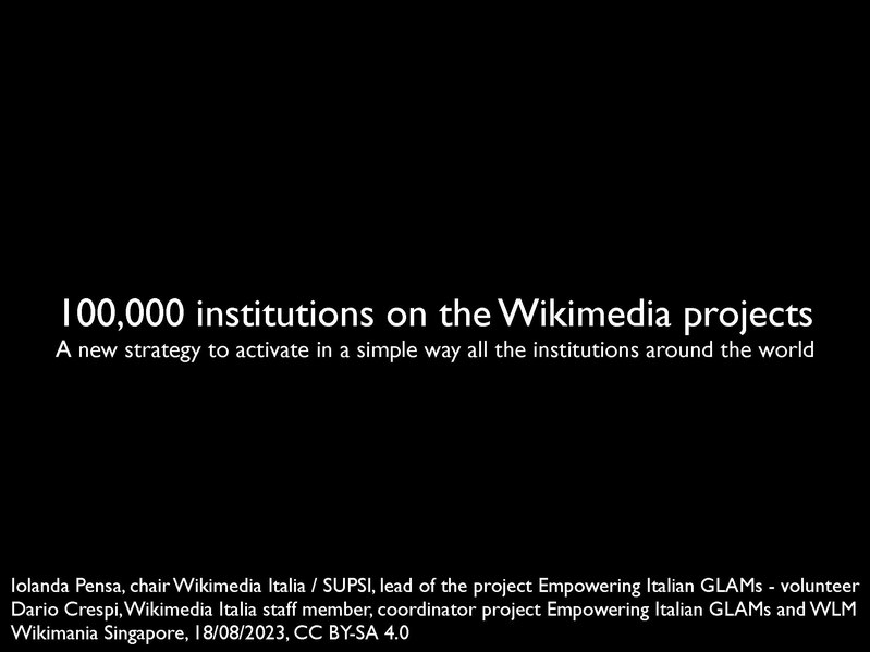 File:100,000 institutions on the Wikimedia projects. A new strategy to activate in a simple way all the institutions around the world.pdf