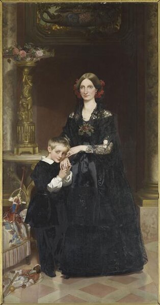 File:1851 portrait of the Duchess of Aumale (Princess Maria Carolina Augusta of Bourbon-Two Sicilies) with her son (Prince Louis of Orléans, Prince of Condé) by Victor Mottez.jpg