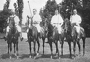 From left: Louis Ezekiel Stoddard, Thomas Hitchcock Jr., James Watson Webb Sr. and Devereaux Milburn in 1921 at the Meadowbrook Polo Club for the International Polo Cup 1921-American-Team.jpg