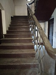 200-year-old wooden stairs in Tajhat Landlord's Palace
