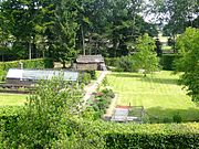 Bovenaanzicht van de tuin van het Huis Den Dam