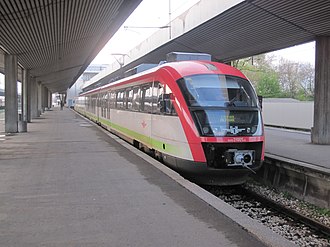 A Siemens Desiro train of the Bulgarian State Railways at the Central Railway Station 21.04.10 Sofia 31005 (6168607167).jpg