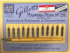 By the 1850s, Birmingham Pen Trade existed as a world centre for steel pen and steel nib manufacture; more than half the steel-nib pens manufactured in the world at this time were made in Birmingham. 291-packag.jpg