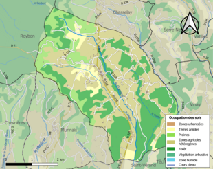 Kolorowa mapa przedstawiająca użytkowanie gruntów.