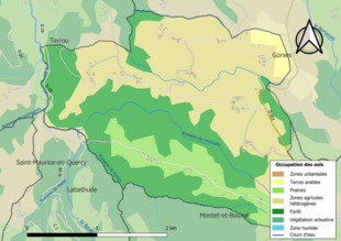 Barevná mapa znázorňující využití půdy.