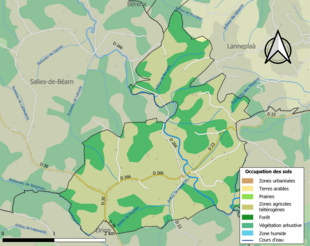 Barevná mapa znázorňující využití půdy.