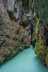 The river Aare has created this narrow canyon over thousends of years. The canyon is about 1.5 km long and the walls are up to 200 m high Licensing: CC-BY-SA-4.0