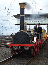 Replica of the first steam locomotive in Germany, the Adler, in the DB Museum