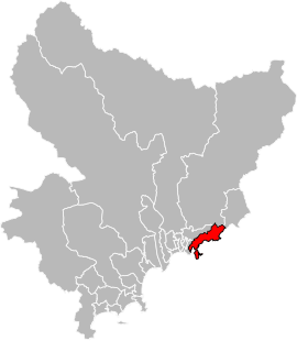 Situation of the canton of Beausoleil in the department of Alpes-Maritimes