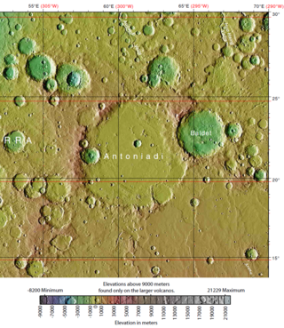 <span class="mw-page-title-main">Antoniadi (Martian crater)</span> Crater on Mars