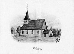 Kyrkan på teckning från 1893.