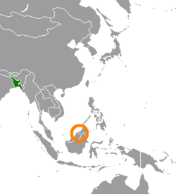 Bangladeş ve Brunei'nin konumlarını gösteren harita