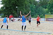 Deutsch: Beachhandball Europameisterschaften 2019 (Beach handball Euro); Tag 3: 4. Juli 2019 – Männer, Platzierungsrunde Gruppe III, Italien-Montenegro 2:0 (22:15, 18:7) English: Beach handball Euro; Day 3: 4 July 2019 – Men Consolation Round Group III – Italy-Montenegro 2:0 (22:15, 18:7)