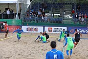 Deutsch: Beachhandball Europameisterschaften 2019 (Beach handball Euro); Tag 3: 4. Juli 2019 – Männer, Platzierungsrunde Gruppe III, Slowenien-Türkei 0:2 (18:18, 22:23) English: Beach handball Euro; Day 3: 4 July 2019 – Men Consolation Round Group III – Slovenia-Turkey 0:2 (18:18, 22:23)