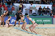 Deutsch: Beachhandball Europameisterschaften 2019 (Beach handball Euro); Tag 6: 7. Juli 2019 – Frauenfinale, Dänemark-Ungarn 2:0 (18:12, 23:22) English: Beach handball Euro; Day 6: 7 July 2019 – Women's Final – Denmark-Hungary 2:0 (18:12, 23:22)