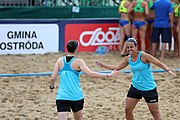 Deutsch: Beachhandball Europameisterschaften 2019 (Beach handball Euro); Tag 4: 5. Juli 2019 – Frauen, Viertelfinale, Kroatien-Ukraine 2:0 (21:20, 21:18) English: Beach handball Euro; Day 4: 5 July 2019 – Quarter Final Women – Croatia-Ukraine 2:0 (21:20, 21:18)