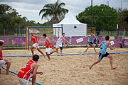 Deutsch: Beachhandball bei den Olympischen Jugendspielen 2018; Tag 5, 10. November 2018; Jungs, Platzierungsrunde - Uruguay-Italien 1:2 English: Beach handball at the 2018 Summer Youth Olympics at 11 October 2018 – Boys Consolation Round – Uruguay-Italy 1:2