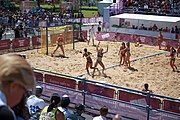 Deutsch: Beachhandball bei den Olympischen Jugendspielen 2018; Tag 4, 10. Oktober 2018; Mädchen, Vorrunde, Gruppe A - Ungarn-Chinese Taipei (Taiwan) 2:0 English: Beach handball at the 2018 Summer Youth Olympics at 10 October 2018 – Girls Preliminary Round Group A‎ – Hungary-Chinese Taipei 2:0