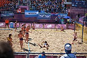 Deutsch: Beachhandball bei den Olympischen Jugendspielen 2018; Tag 3, 10. Oktober 2018; Mädchen, Vorrunde, Gruppe B - Niederlande-Argentinien 2:0 English: Beach handball at the 2018 Summer Youth Olympics at 10 October 2018 – Girls Preliminary Round Group B‎ – Netherlands-Argentina 2:0