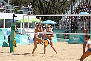 Deutsch: Beachvolleyball bei den Olympischen Jugendspielen 2018; Tag 11, 17. Oktober 2018; Jungen, Spiel um Platz 3 – USA (Devon Newberry/Lindsey Sparks)-Norwegen (Emilie Olimstad/Frida Berntsen) 1:2 (21–1/13–21/9–15) English: Beach volleyball at the 2018 Summer Youth Olympics at 17 October 2018 – Bronze Medal Match – USA (Devon Newberry/Lindsey Sparks)-Norway (Emilie Olimstad/Frida Berntsen) 1:2 (21–1/13–21/9–15)