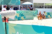 Deutsch: Beachvolleyball bei den Olympischen Jugendspielen 2018; Tag 9, 15. Oktober 2018; Mädchen, Viertelfinale: USA-Spanien 2–1 (21–19/17–21/15–9) English: Beach volleyball at the 2018 Summer Youth Olympics at 15 October 2018 – Girls Quarterfinals: USA-Spain 2–1 (21–19/17–21/15–9)