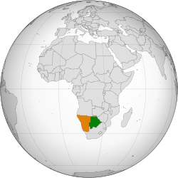 Peta yang menunjukkan lokasi dari Botswana dan Namibia