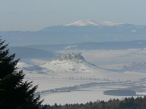 View of Spiš Castle in Slovakia, from the Branisko Pass