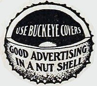 A buckeye nut used in an early 20th-century ad, evoking the Seal of Ohio Buckeye Covers emblem.jpg